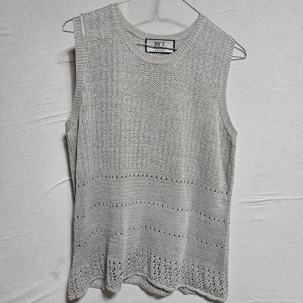 BICE by SAG HARBOR SILVER  100% SILK WOVEN SLEEVELESS Sweater , No‎ Size glam